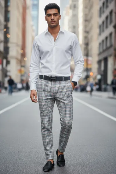 Pantaloni barbati eleganti gri A4960 S2