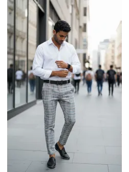 Pantaloni barbati eleganti gri A4960 S2