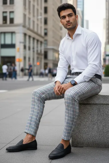 Pantaloni barbati eleganti gri A4960 S2