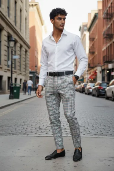 Pantaloni barbati eleganti gri A4960 S2