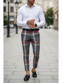 Pantaloni barbati eleganti in carouri gri B1563 B6-3.1