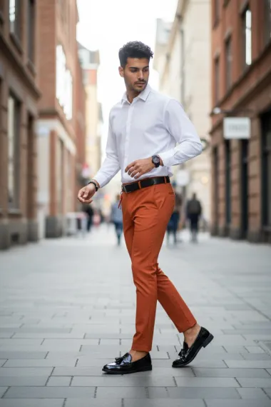 Pantaloni barbati casual regular fit maro B1734 B6-3/ 68-1.5 ~