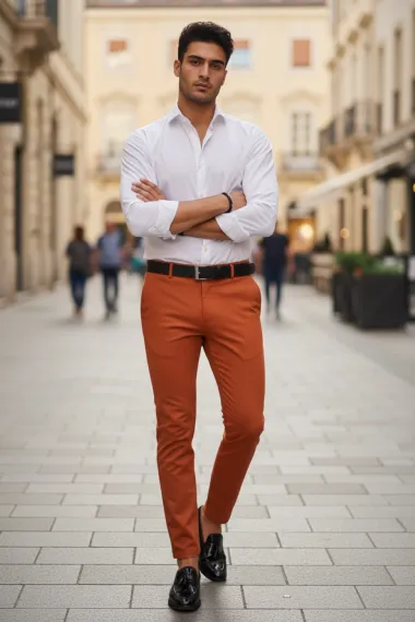 Pantaloni barbati casual regular fit maro B1734 B6-3/ 68-1.5 ~