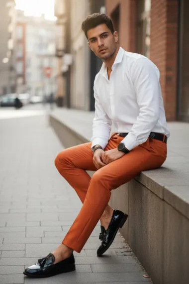 Pantaloni barbati casual regular fit maro B1734 B6-3/ 68-1.5 ~