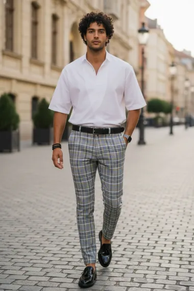 Pantaloni barbati eleganti in carouri B1787 F2-2.2