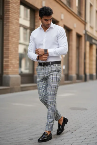 Pantaloni barbati eleganti in carouri B1787 F2-2.2