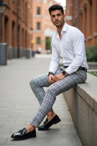 Pantaloni barbati eleganti in carouri B1787 F2-2.2