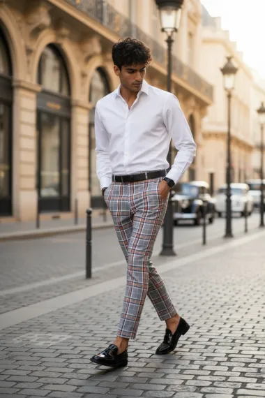 Pantaloni barbati eleganti in carouri B1889 B12-4