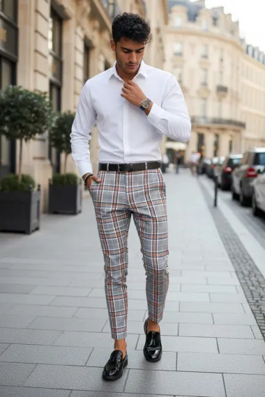 Pantaloni barbati eleganti in carouri B1889 B12-4