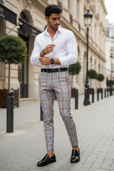 Pantaloni barbati eleganti in carouri B1889 B12-4