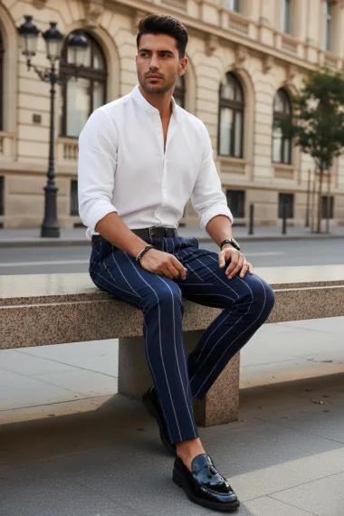 Pantaloni barbati eleganti in dungi B1901 I14-1.2