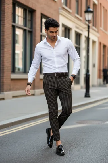 Pantaloni barbati eleganti maro B5357 N2-5.3