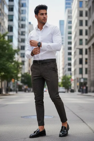 Pantaloni barbati eleganti maro B5357 N2-5.3