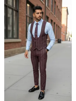 Compleu barbati Vesta + Pantaloni grena B5517 Y