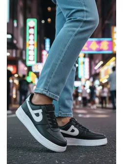 Adidasi dama negri cu alb, casual, B99