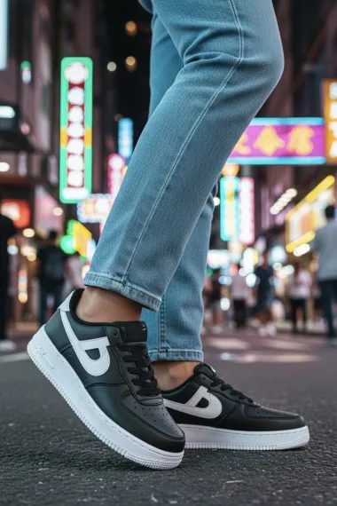 Adidasi dama negri cu alb, casual, B99