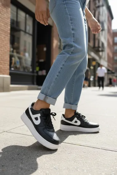 Adidasi dama negri cu alb, casual, B99