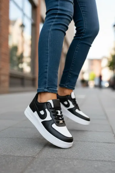 Adidasi dama albi cu negru , B99