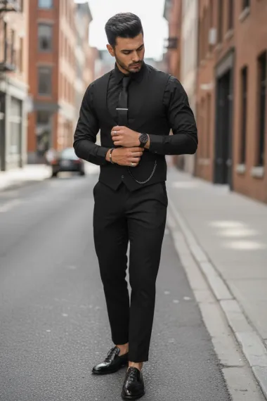 Compleu barbati negru Vesta + Pantaloni 13190