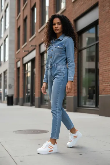 Adidasi dama casual albi cu orange 2301 N8-3