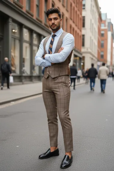 Compleu barbati maro Vesta + Pantaloni B1452 29-1