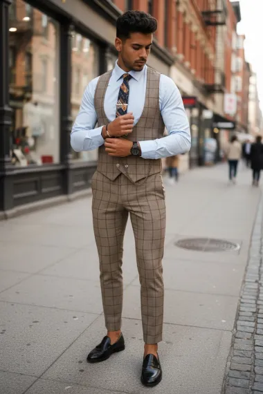 Compleu barbati maro Vesta + Pantaloni B1452 29-1