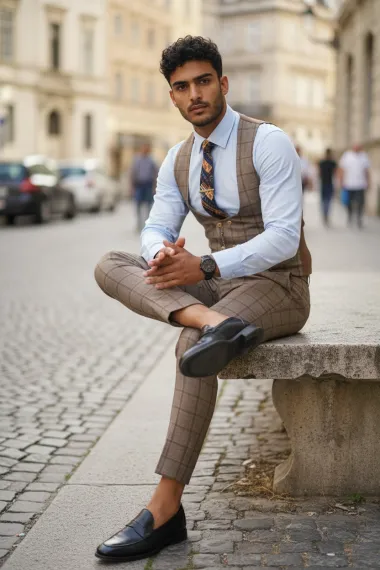 Compleu barbati maro Vesta + Pantaloni B1452 29-1