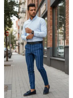 Pantaloni barbati eleganti regular fit albastri B1874 B7-2.3 Pantaloni barbati eleganti regular fit albastri B1874 B7-2.3