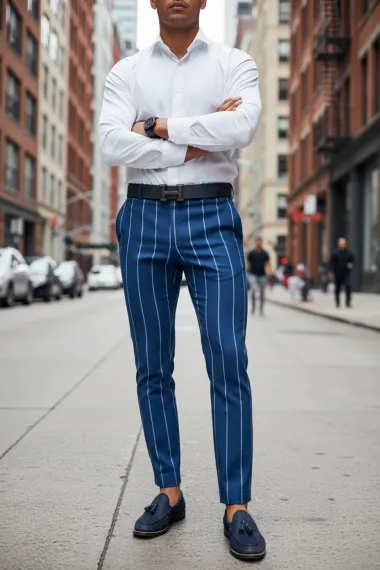 Pantaloni barbati eleganti regular fit albastri B1874 B7-2.3