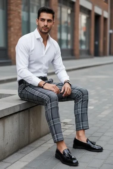 Pantaloni barbati eleganti in carouri B1877 I11-4.3