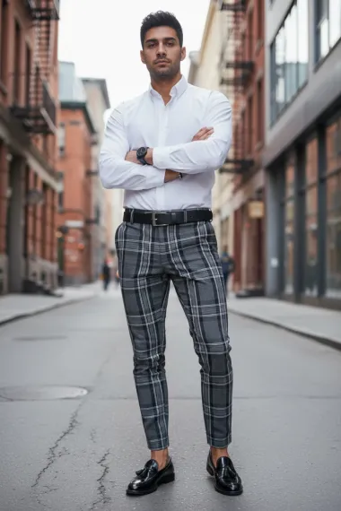 Pantaloni barbati eleganti in carouri B1877 I11-4.3