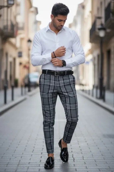 Pantaloni barbati eleganti in carouri B1877 I11-4.3