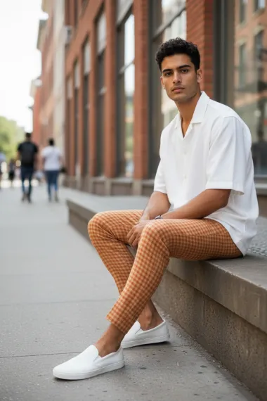 Pantaloni barbati eleganti carouri B1880 V2-5