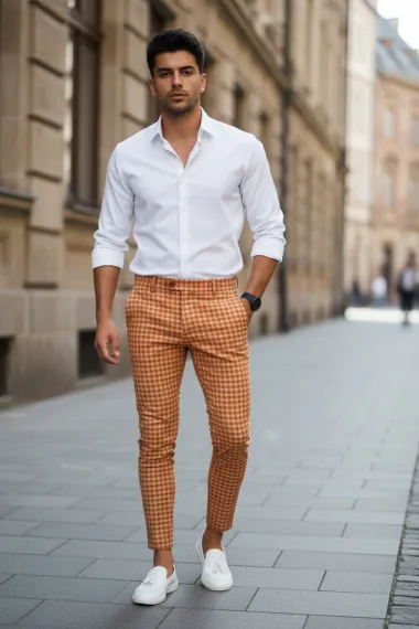 Pantaloni barbati eleganti carouri B1880 V2-5