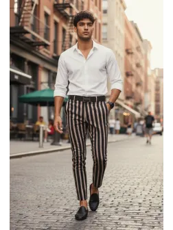 Pantaloni barbati eleganti in dungi B1883 F6-5.1