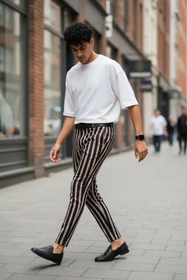 Pantaloni barbati eleganti in dungi B1883 F6-5.1