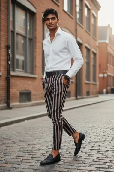 Pantaloni barbati eleganti in dungi B1883 F6-5.1