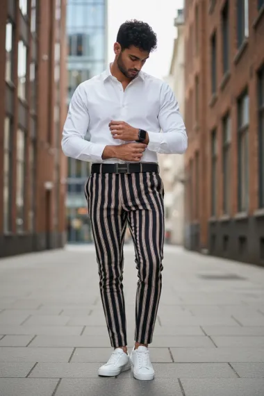 Pantaloni barbati eleganti in dungi B1883 F6-5.1