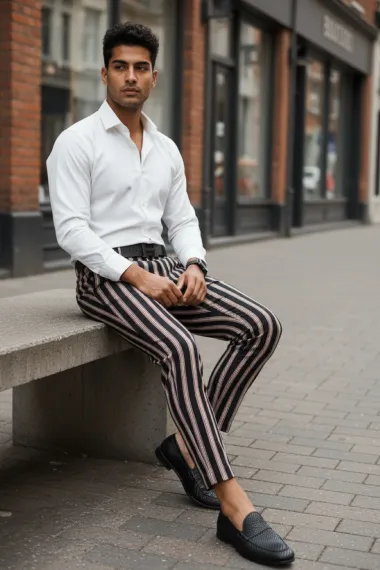 Pantaloni barbati eleganti in dungi B1883 F6-5.1