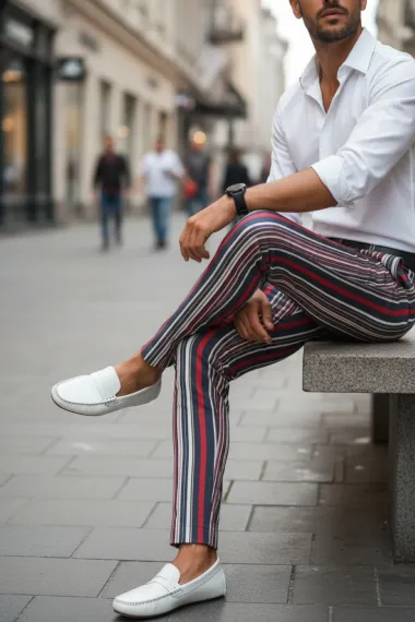 Pantaloni barbati eleganti in dungi B1907 F1-4