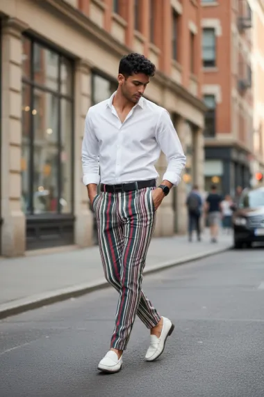 Pantaloni barbati eleganti in dungi B1907 F1-4