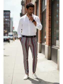 Pantaloni barbati eleganti in dungi B1907 F1-4