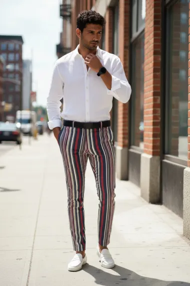 Pantaloni barbati eleganti in dungi B1907 F1-4