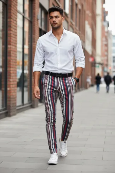 Pantaloni barbati eleganti in dungi B1907 F1-4