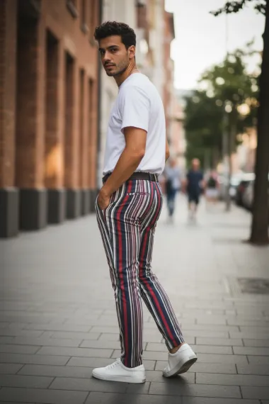 Pantaloni barbati eleganti in dungi B1907 F1-4