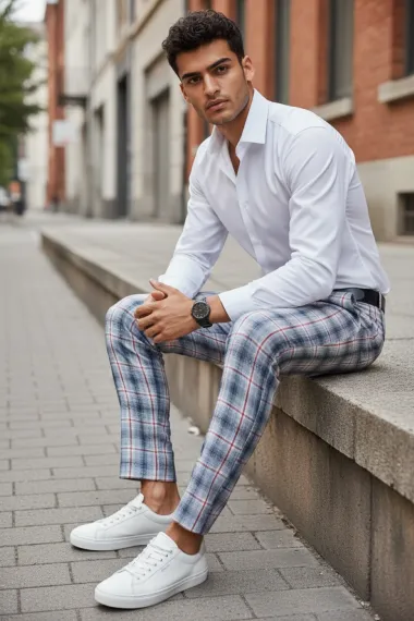 Pantaloni barbati eleganti in carouri B1937 6-4