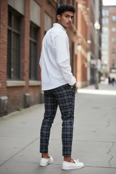 Pantaloni barbati eleganti in carouri B8508 Z35-2