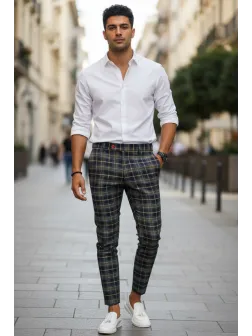 Pantaloni barbati eleganti in carouri B8508 Z35-2 Pantaloni barbati eleganti in carouri B8508 Z35-2