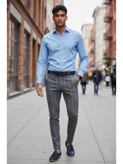 Pantaloni barbati casual regular fit gri B1551 I19