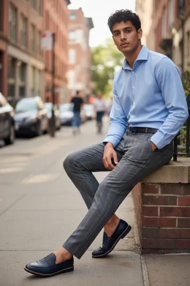 Pantaloni barbati casual regular fit gri B1551 I19